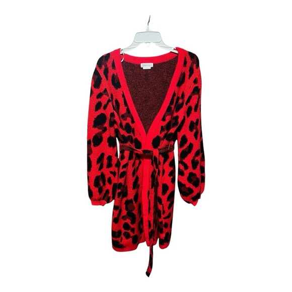Lovers and Friends Wild Duster Cardigan in Red Leopard - Picture 2 of 4